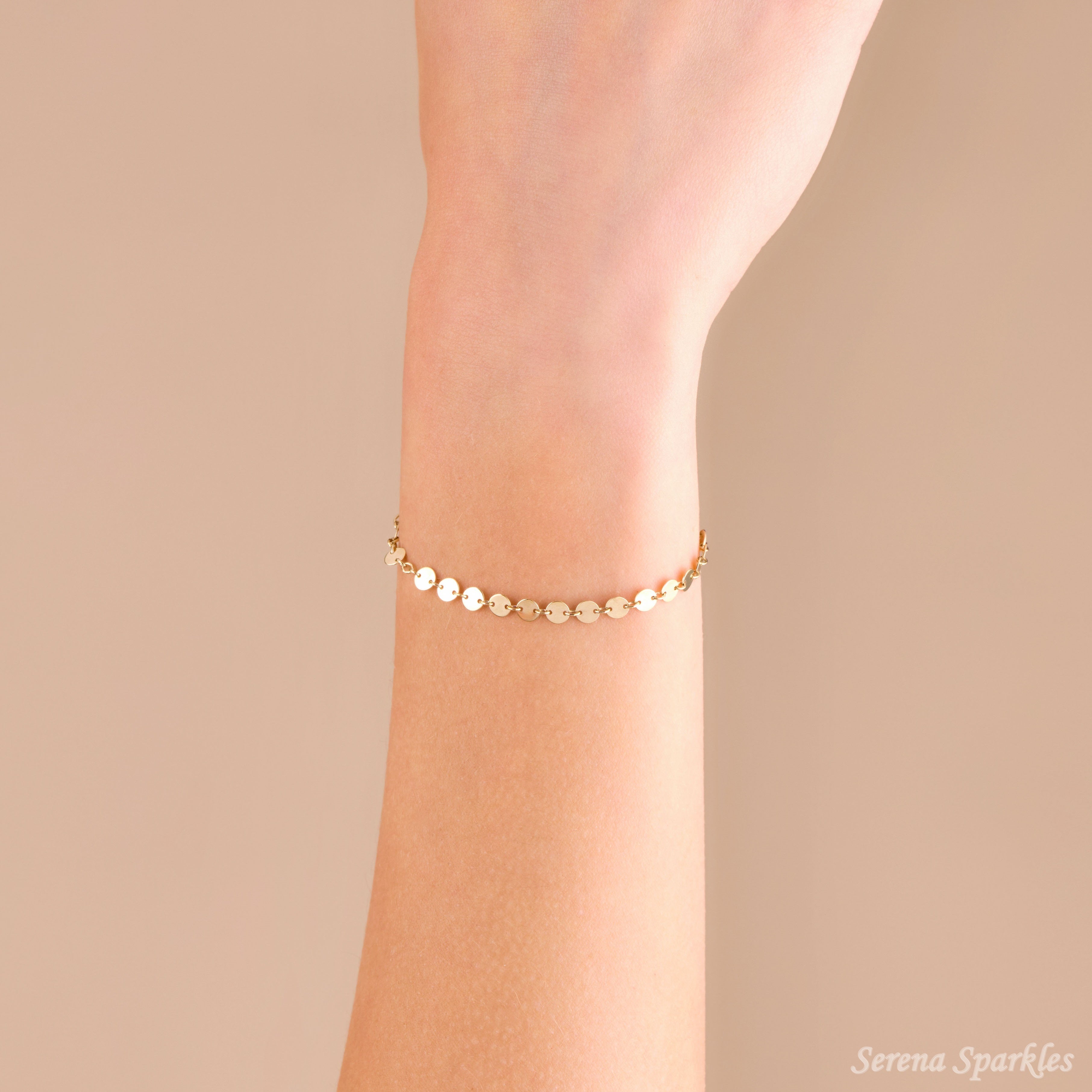 10k Solid Gold Disc Bracelet - Serena Sparkles