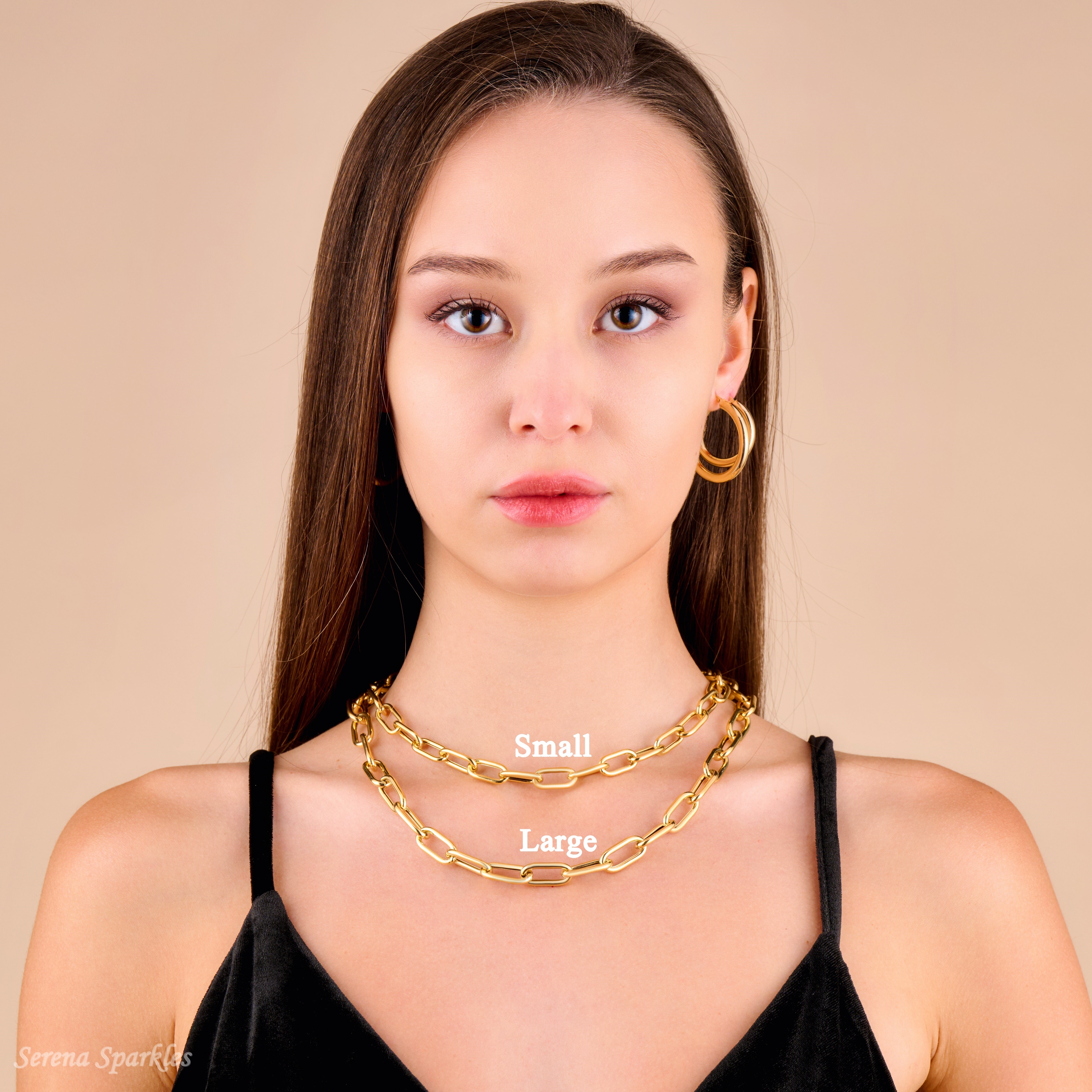 10k Real Gold Chunky Paperclip Chain Necklace - Serena Sparkles