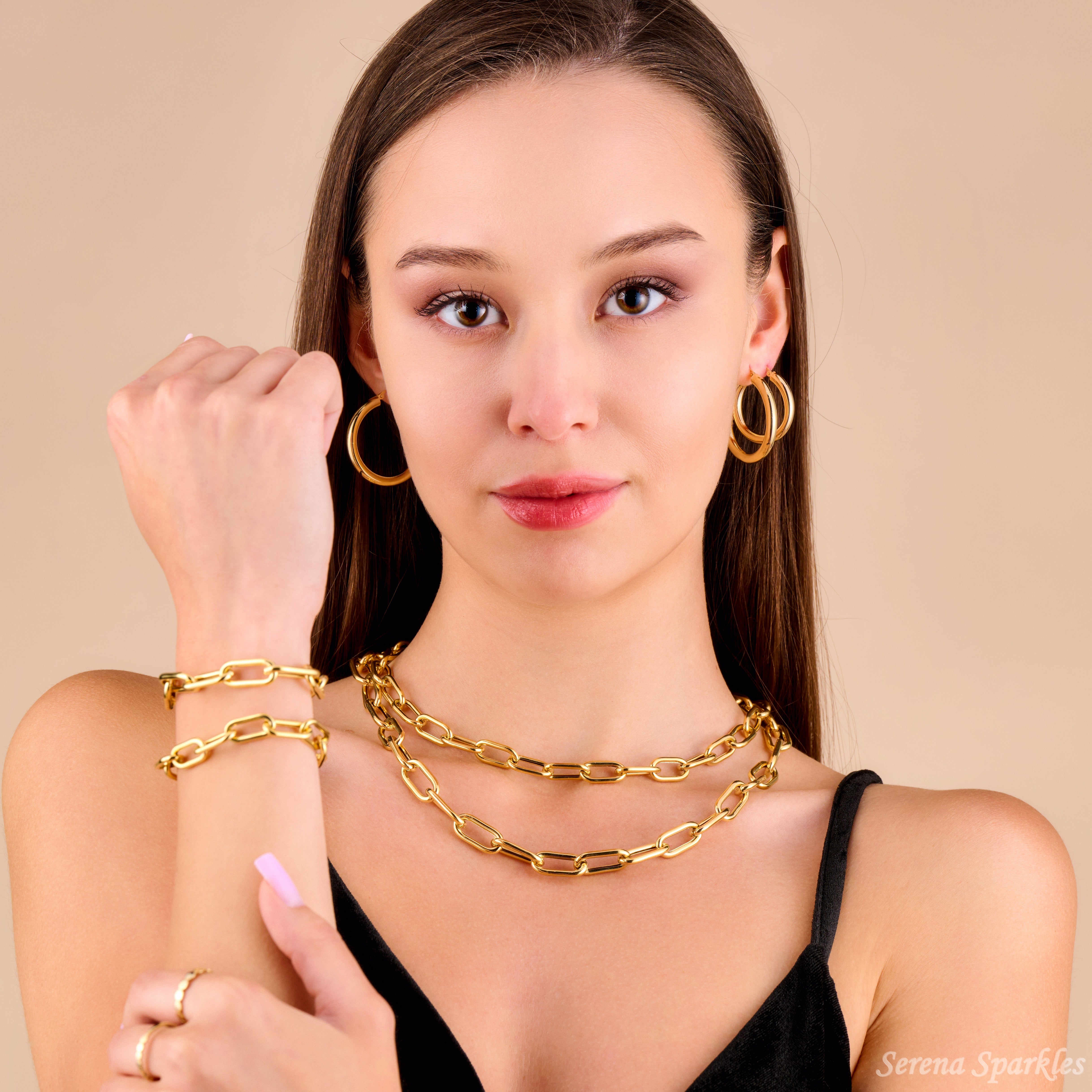 10k Real Gold Chunky Paperclip Chain Necklace - Serena Sparkles