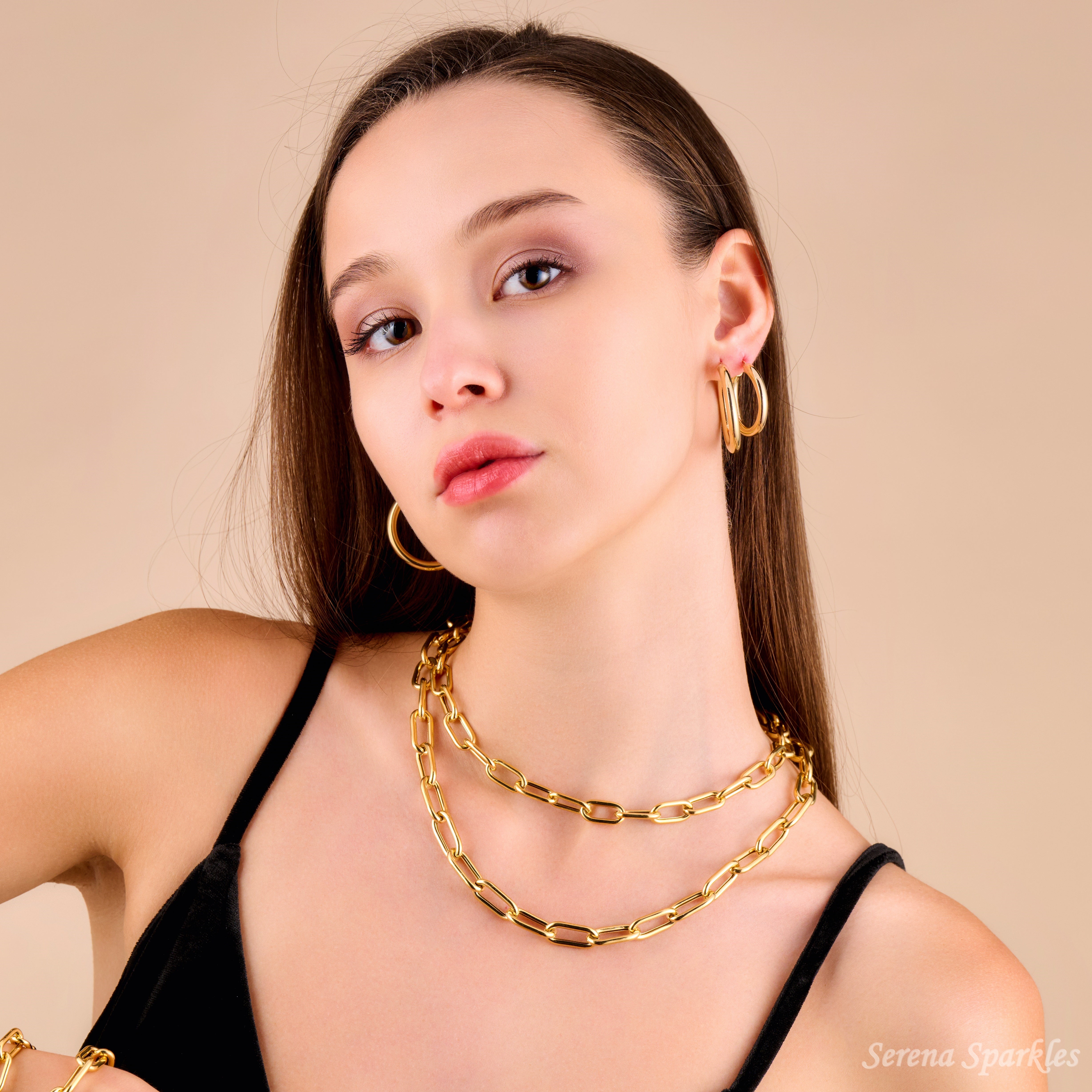 10k Real Gold Chunky Paperclip Chain Necklace - Serena Sparkles