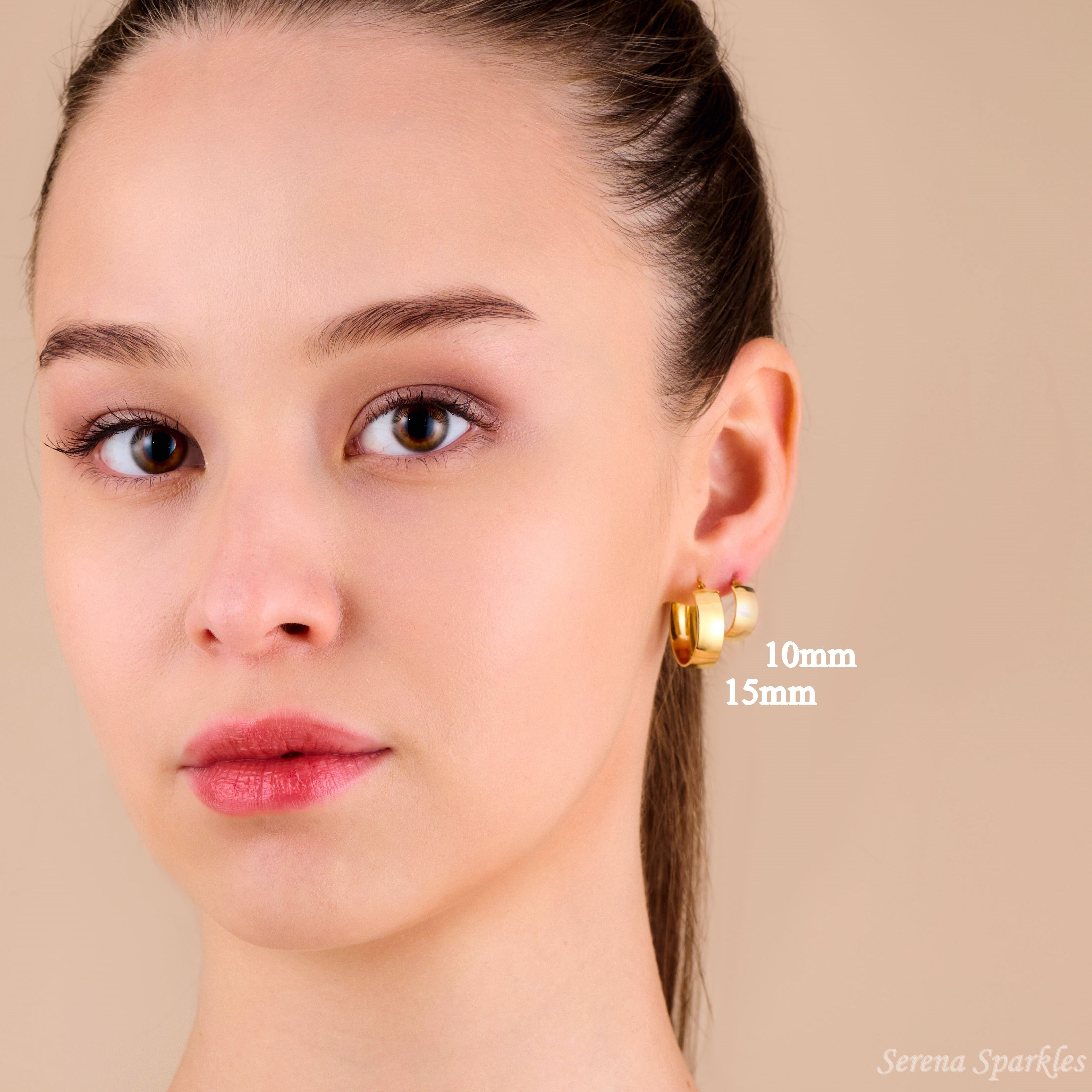 10k Solid Gold Flat Hoop Earrings - Serena Sparkles