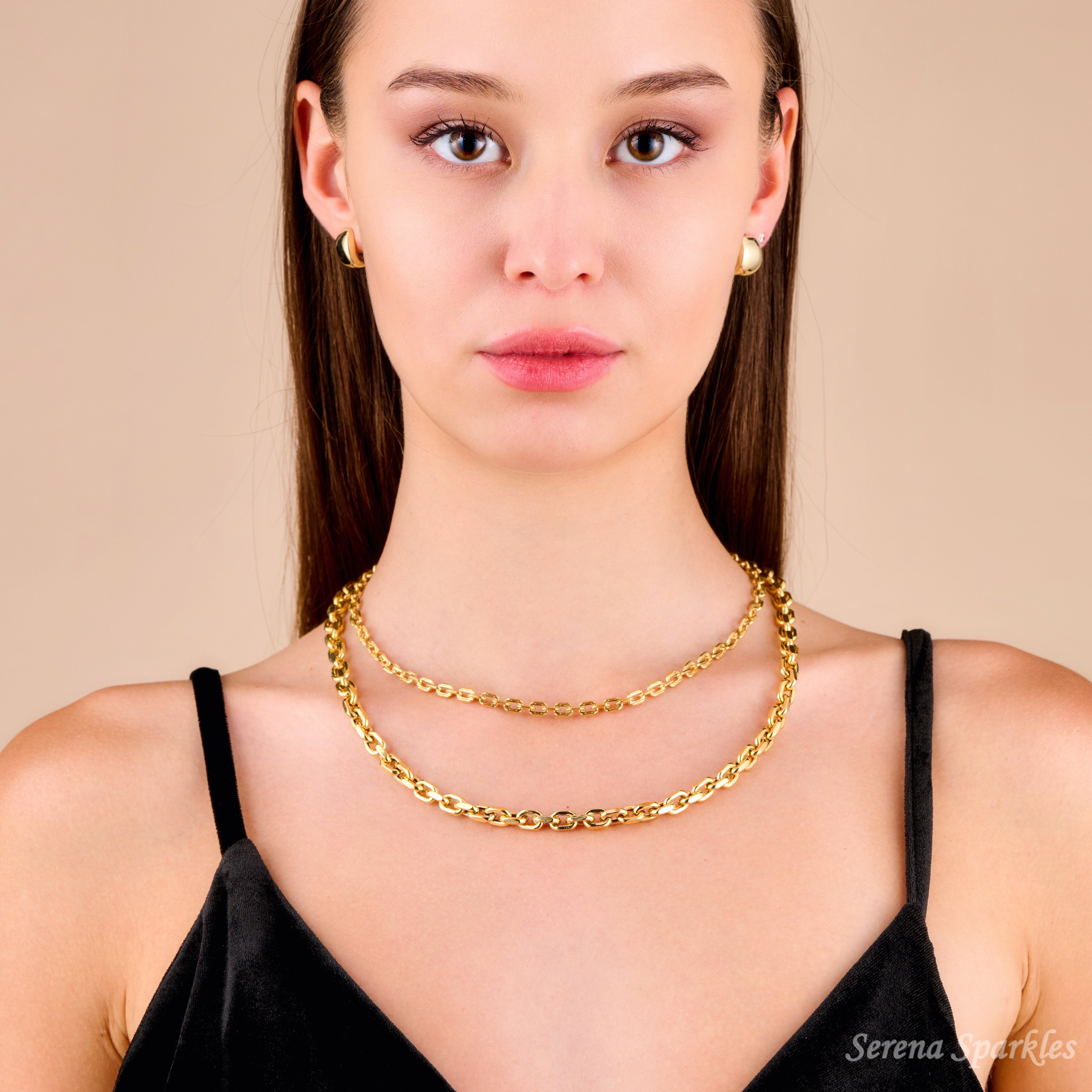 10k Real Gold Chunky Cable Chain Necklace - Serena Sparkles