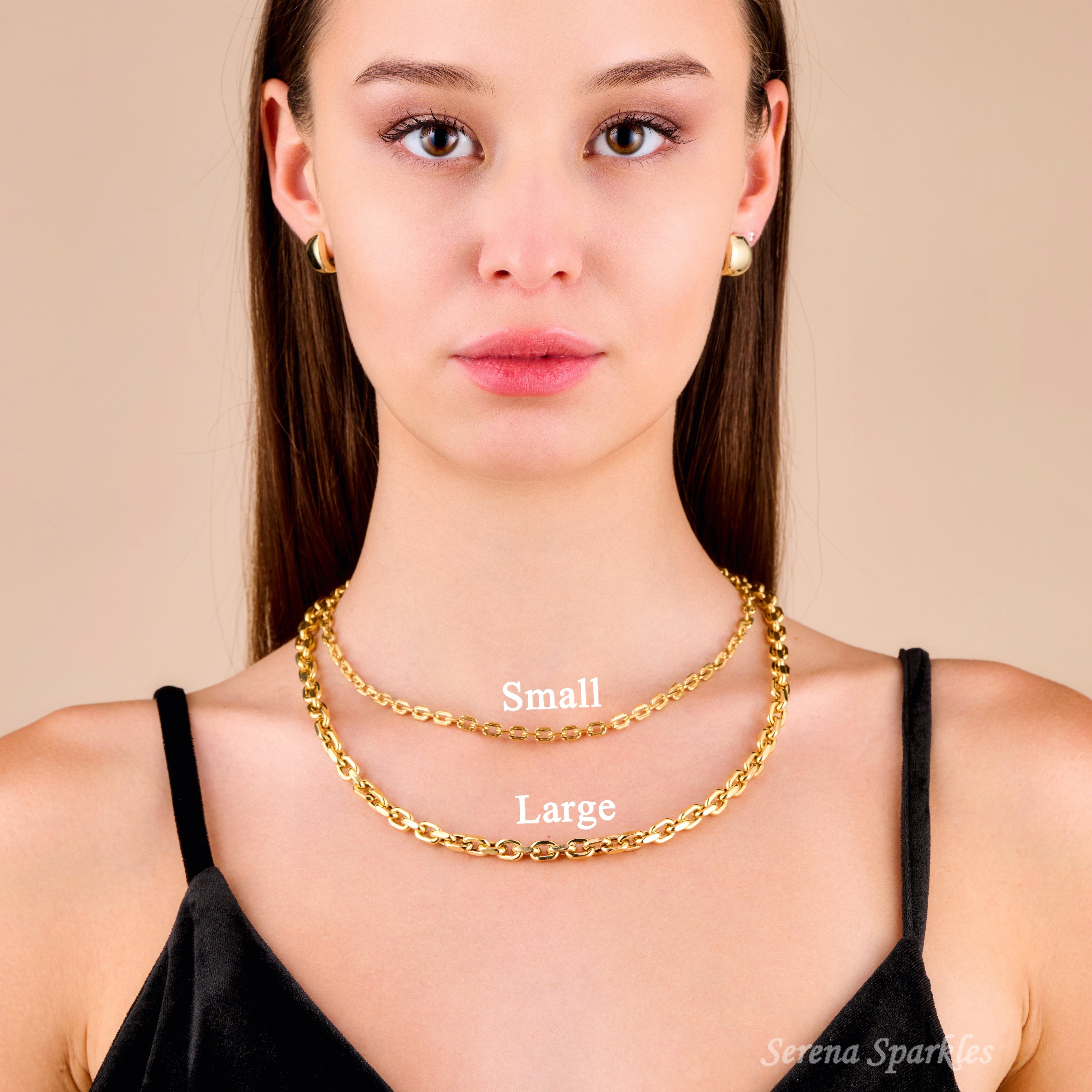 10k Real Gold Chunky Cable Chain Necklace - Serena Sparkles